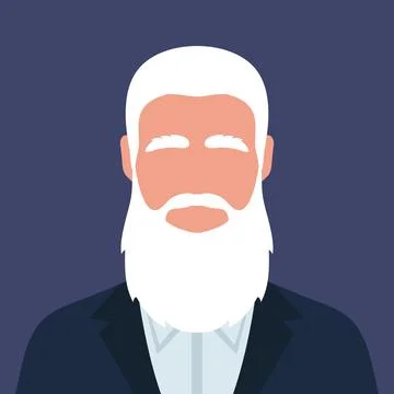Abstract faceless elderly man with long gray haired beard. Gray haired male Ilustración de archivo
