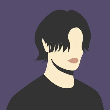 Abstract faceless half turned portrait of a man with hair falling on his face Stock Illustration