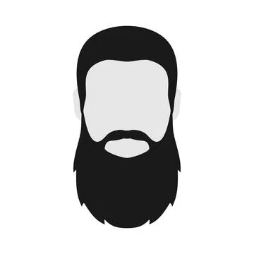Abstract faceless man with a long beard. Dark male silhouette avatar emblem Stock Illustration
