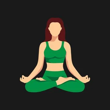 Abstract faceless woman sitting in lotus pose. Meditating girl Stock Illustration