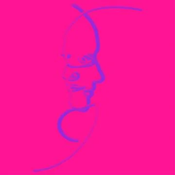 Abstract faces in line. In neon style Stock Illustration