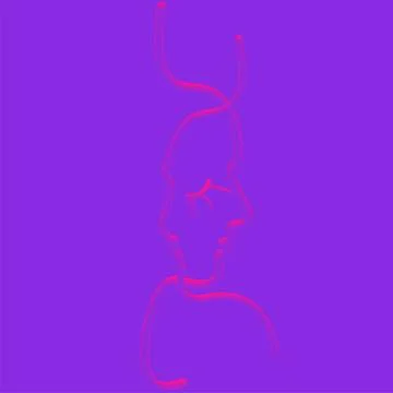 Abstract faces in line. In neon style Stock Illustration
