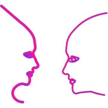 Abstract faces in line. In neon style Stock Illustration