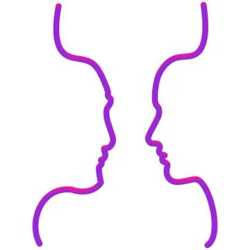 Abstract faces in line. In neon style Illustrazione stock