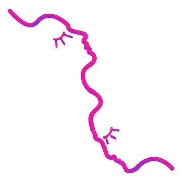 Abstract faces in line. In neon style Stock Illustration