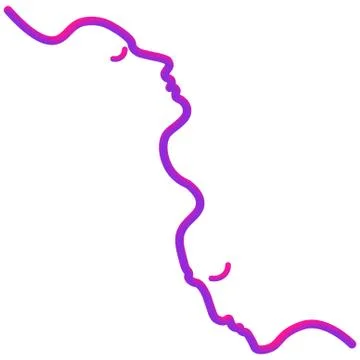 Abstract faces in line. In neon style Stock Illustration
