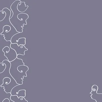 Abstract faces of people in one line. Modern poster with linear abstract face Stock Illustration