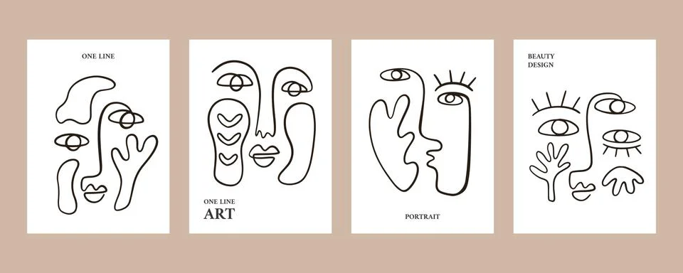 Abstract faces posters collection Illustrazione stock