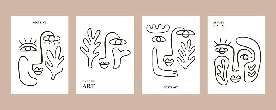 Abstract faces posters collection Stock Illustration