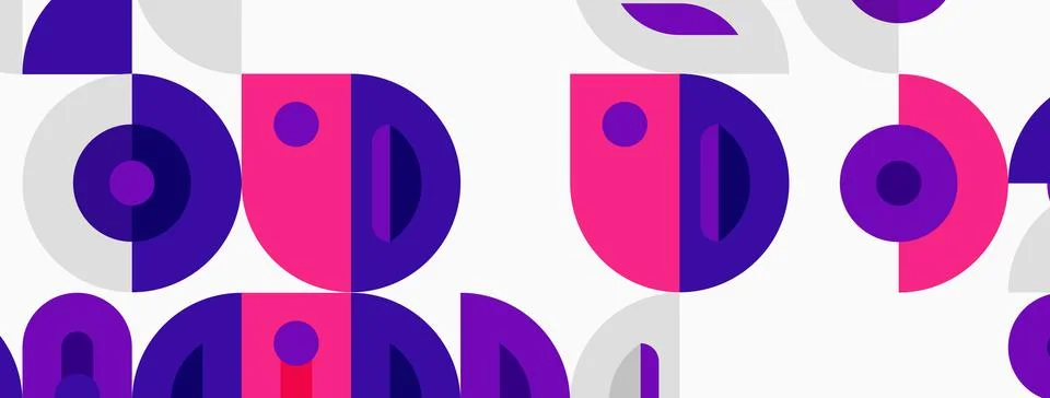Abstract faces repeat, using pink, purple, gray tones. Geometric shapes creat イラスト素材