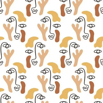 Abstract faces seamless pattern background Stock Illustration