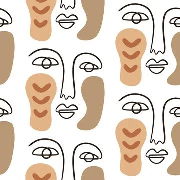 Abstract faces seamless pattern background Illustrazione stock