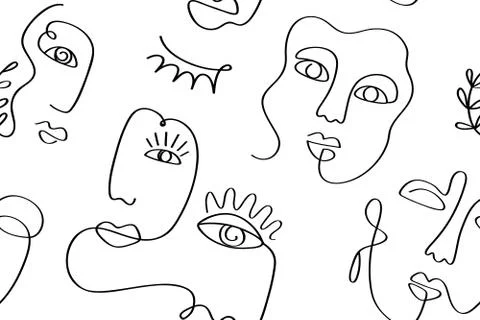 Abstract faces seamless pattern texture Stock Illustration