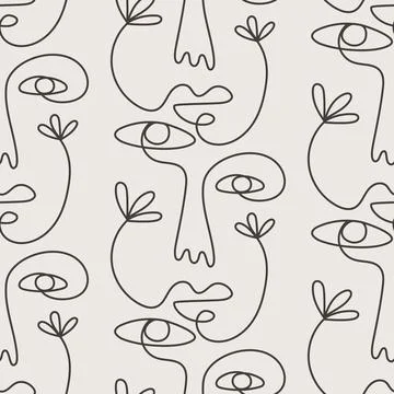 Abstract faces seamless pattern texture Stock Illustration