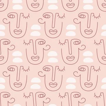 Abstract faces seamless pattern texture Stock Illustration