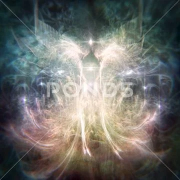 Abstract Fairy Ethereal Entity Glowing and Radiating in Rainbow Colors Stock Photos