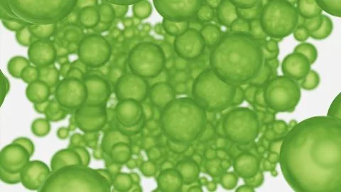 Abstract falling balls with rough surface in green color. Design. Endless flow Stock Illustration