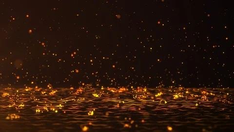 Abstract Falling bright Golden Bouncing Particles on dark background. Stock Footage 124790802