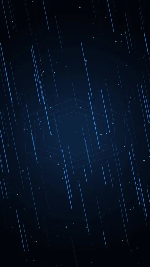 Abstract falling digital rain lines background in dark blue high tech design. Stock Footage 346973806