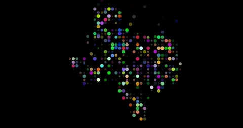 Abstract Falling Dots Forming Shape of Texas Map Stock Footage 322614634