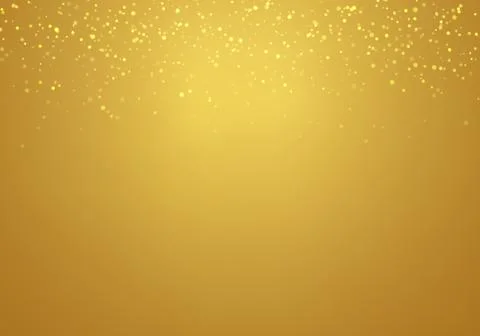 Abstract falling golden glitter lights texture on a gold gradient background Stock Illustration