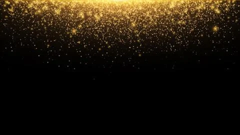Abstract falling golden lights. Magic gold dust and glare. Festive Christmas Stock Illustration