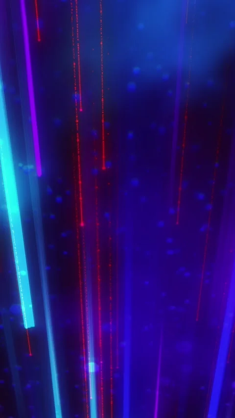 Abstract falling neon light beams, cosmic trails, digital rain, colorful  Stock Footage 302309942