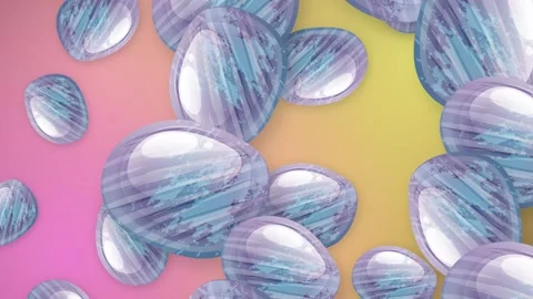 Abstract Falling Purple Glass Pebbles on Vibrant Mesh Gradient Background Stock Footage 344379018