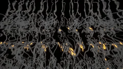 Abstract falling ribbons in wave effect with flowing yellow energy burst Video stock 322098068