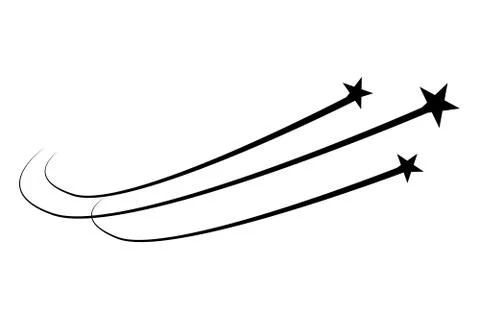 Abstract Falling Star - Black Shooting Star with Elegant Star Trail Stock Illustration