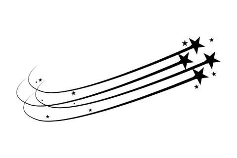 Abstract Falling Star - Black Shooting Star with Elegant Star Trail Stock Illustration