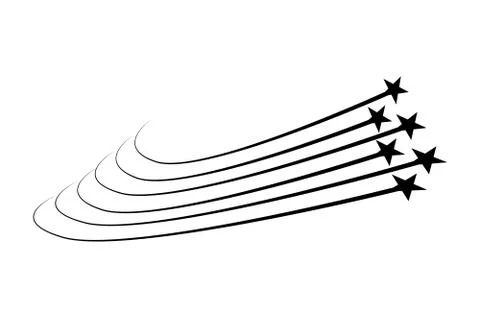 Abstract Falling Star - Black Shooting Star with Elegant Star Trail Stock Illustration