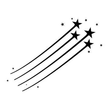 Abstract Falling Star - Black Shooting Star with Elegant Star Trail Stock Illustration