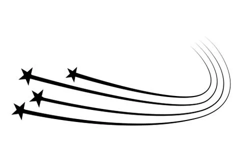 Abstract Falling Star - Black Shooting Star with Elegant Star Trail Stock Illustration
