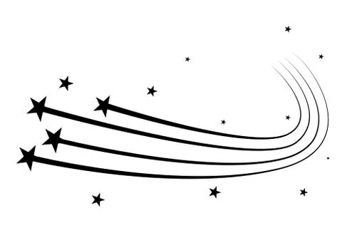 Abstract Falling Star - Black Shooting Star with Elegant Star Trail Stock Illustration