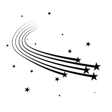 Abstract Falling Star - Black Shooting Star with Elegant Star Trail Stock Illustration