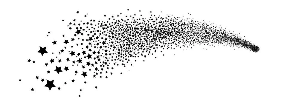 Abstract Falling Star Vector - Black Shooting Star with Elegant Star Trail Stock Illustration