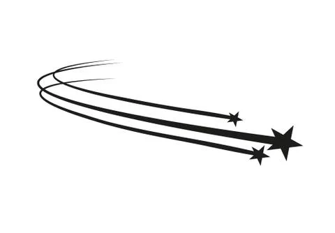 Abstract Falling Star Vector - Black Shooting Star with Elegant Star Trail on Illustrazione stock
