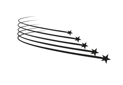 Abstract Falling Star Vector - Black Shooting Star with Elegant Star Trail on Stock Illustration