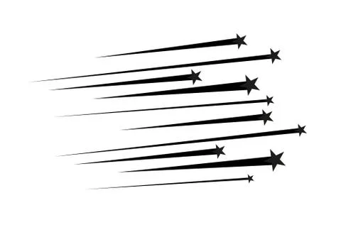 Abstract Falling Star Vector - Black Shooting Star with Elegant Star Trail on Stock Illustration