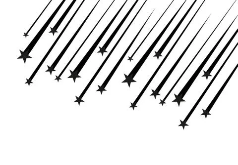 Abstract Falling Star Vector - Black Shooting Star with Elegant Star Trail on Illustrazione stock