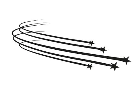 Abstract Falling Star Vector - Black Shooting Star with Elegant Star Trail on Stock Illustration