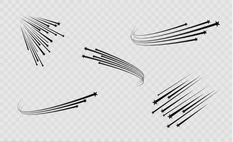 Abstract Falling Star Vector - Black Shooting Star with Elegant Star Trail on Stock Illustration