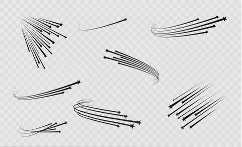 Abstract Falling Star Vector - Black Shooting Star with Elegant Star Trail on Stock Illustration