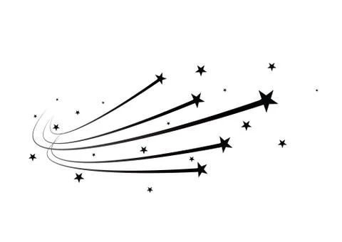 Abstract Falling Star Vector - Black Shooting Star with Elegant Star Trail on Stock Illustration