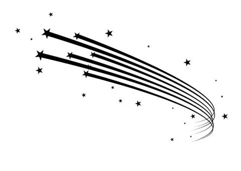 Abstract Falling Star Vector - Black Shooting Star with Elegant Star Trail on Illustrazione stock