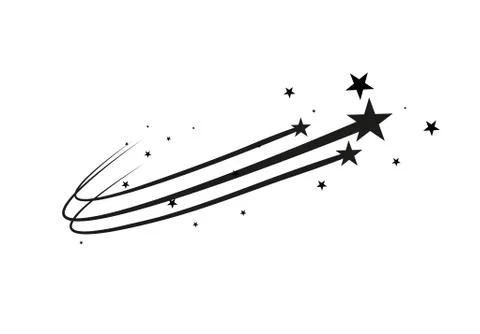 Abstract Falling Star Vector - Black Shooting Star with Elegant Star Trail on Stock Illustration