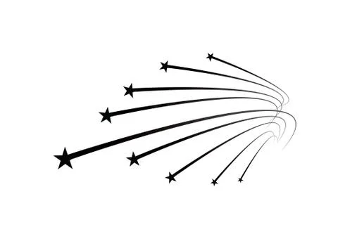 Abstract Falling Star Vector - Black Shooting Star with Elegant Star Trail on Stock Illustration