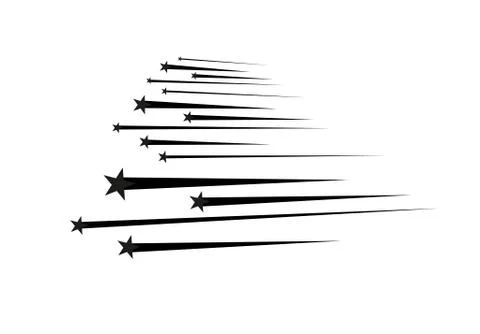 Abstract Falling Star Vector - Black Shooting Star with Elegant Star Trail on Stock Illustration
