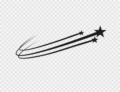 Abstract Falling Star Vector - Black Shooting Star with Elegant Star Trail on Stock Illustration